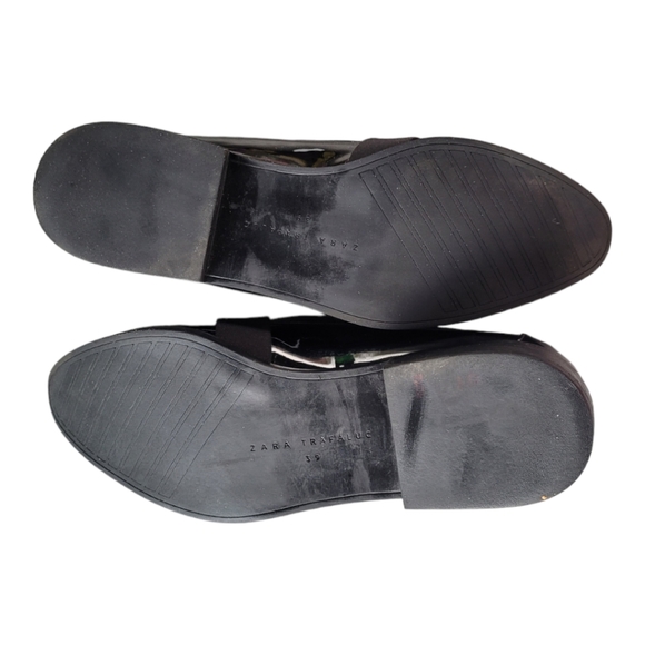 ZARA TRAFALUC Black Patent Buckle Slip On Loafers. - Picture 5 of 8